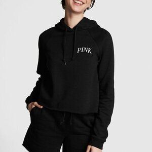 Victoria's Secret PINK Everyday Fleece Hoodie Pullover Small Black